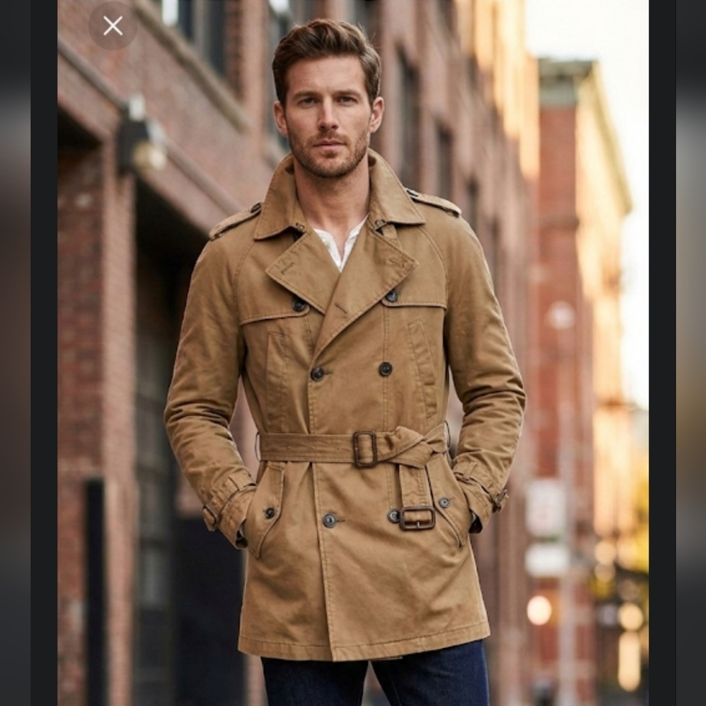 ONS/Onassis Classic Canvas Trench Coat Jacket Wm's Large Tan